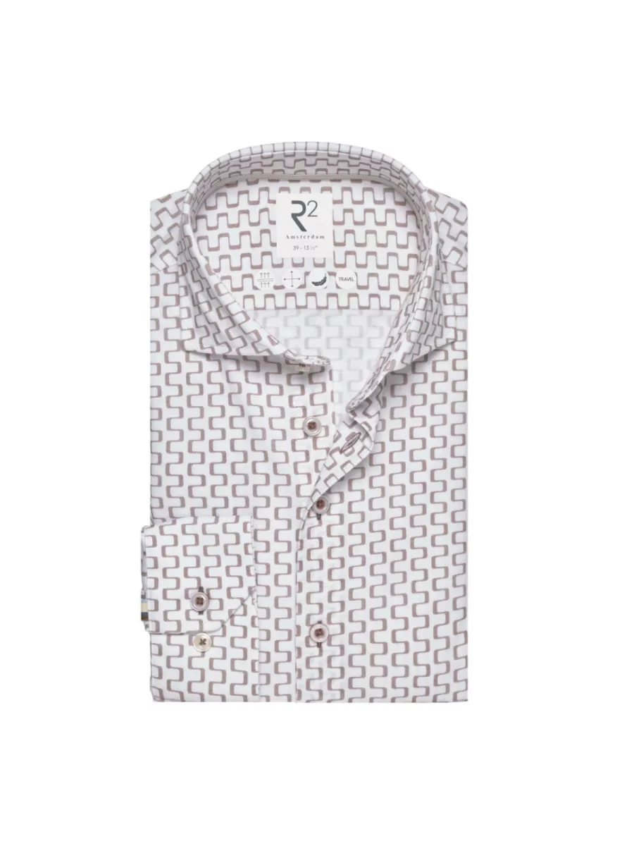 R2 Overhemd - 132.WSP.024 - Beige 1 R2 R2 Overhemd - 132.WSP.024 - Beige