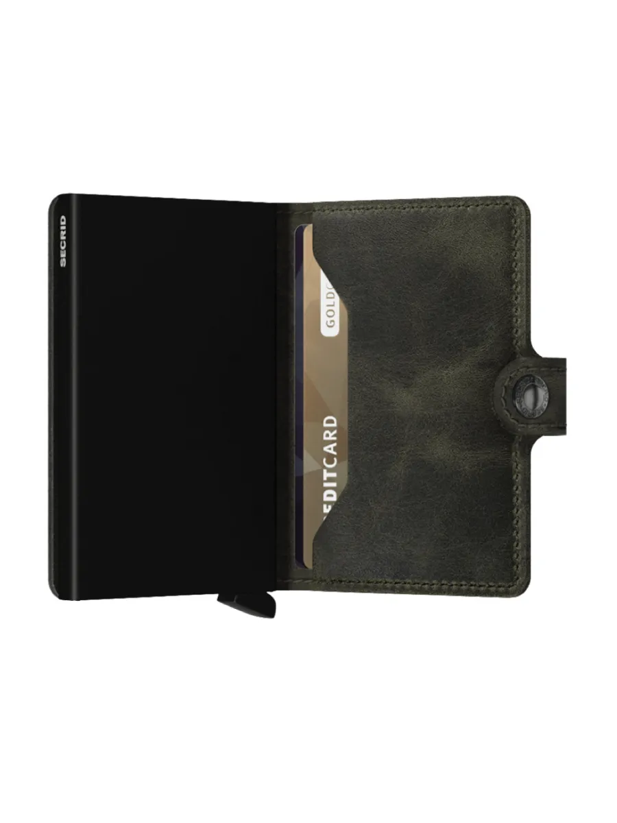 Secrid Portemonnee - Mini Wallet Vintage Olive Black - Groen 3 Secrid Secrid Portemonnee - Mini Wallet Vintage Olive Black - Groen